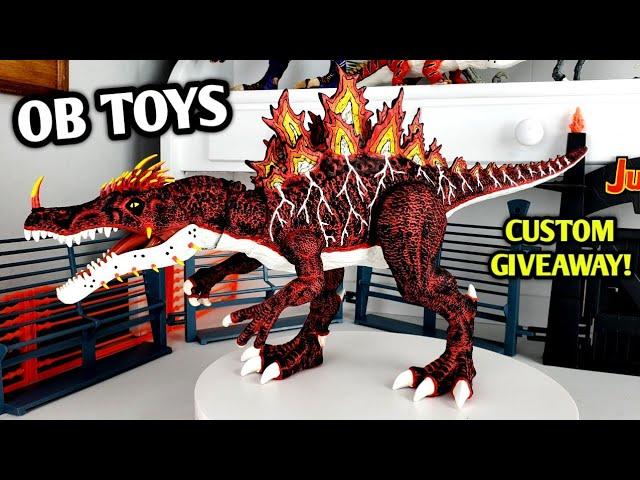 CUSTOM FIRE BURNING GODZILLA SPINOSAURUS DINOSAUR HYBRID  CUSTOM GIVEAWAY | GLOW IN THE DARK REPAINT