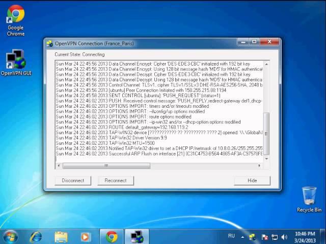 How configure VPN OpenVPN connection Windows 7