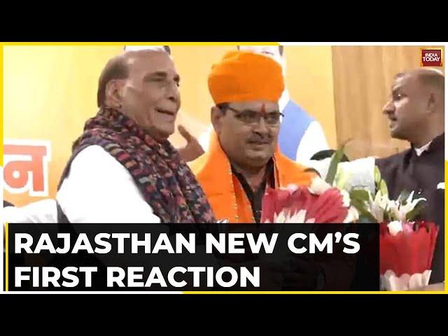 Rajasthan New CM Bhajan Lal Sharma Speaks To Media Thanks PM Modi For Opportunity | India Today News