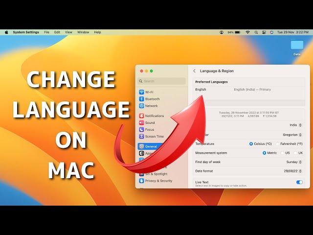 How To Change Language In MacBook? Mac OS Ventura | Macbook Air / Pro / iMac (2022)