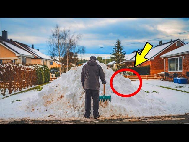 The man couldn't believe his eyes when he saw THIS find in a pile of snow!