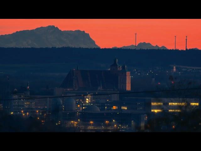 Ingolstadt mit starker Fernsicht über auf die Alpen