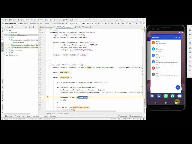 How to read and forward certain SMSes programmatically in your Android App? - complete source code