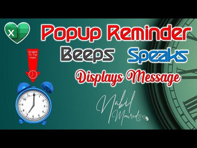 Popup Reminder in Excel  That Beeps and Speaks - Very Useful