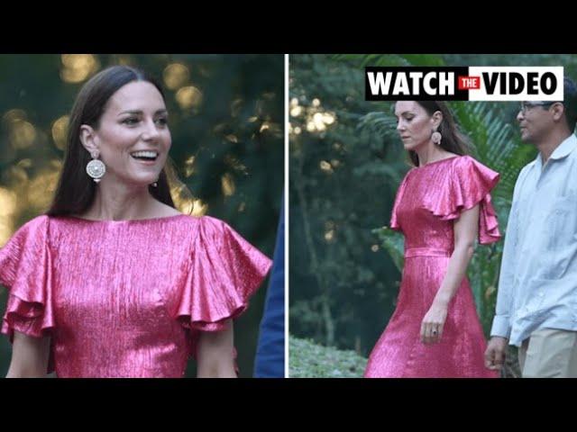 Kate Middleton steps out in hot pink sparkling gown