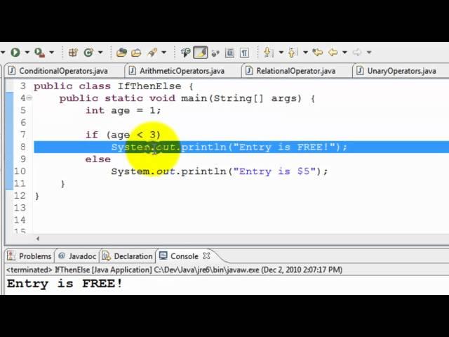 Java Tutorial - if then else and switch case statements