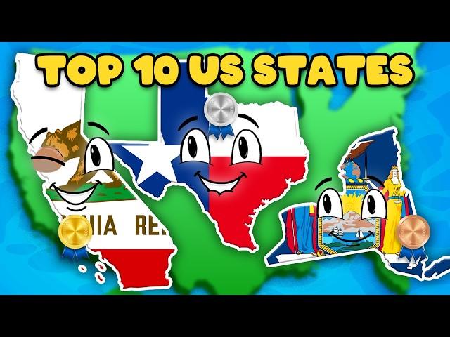 The Top 10 US States By GDP! | US State Geography for Kids | KLT