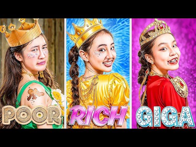 Poor Vs Rich Vs Giga Rich Girl At The Ball! Baby Doll Pretends To Be Princess At The Royal Party