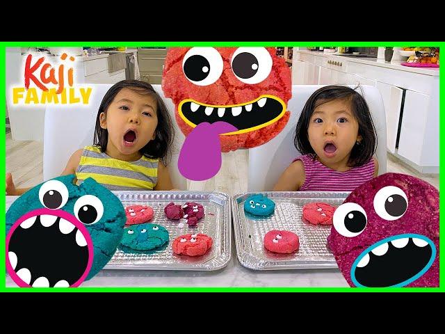 Emma and Kate makes Cookie Monsters DIY Fun Kids baking!!!