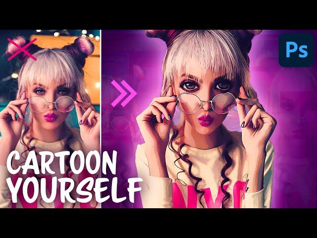 Turn Photo into CARTOON CARICATURE | Photoshop CC Tutorial | Cartoon Yourself