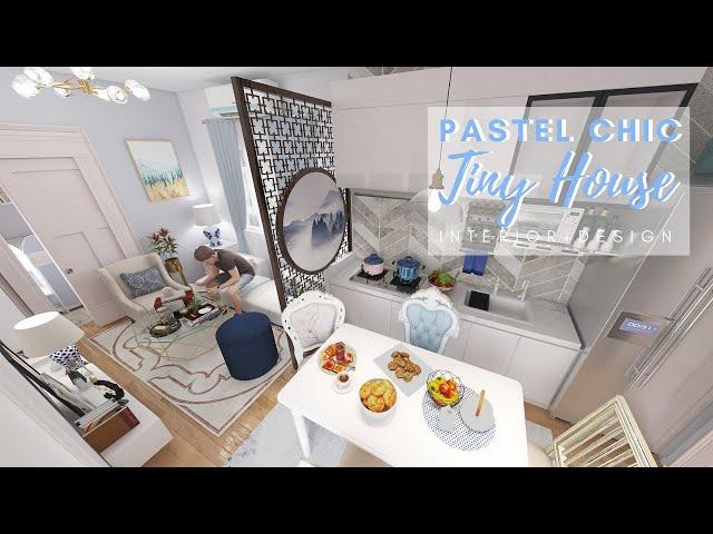 Tiny House Pastel Chic Interior Design 3D Walkthrough House Plan | Small House Design Ideas