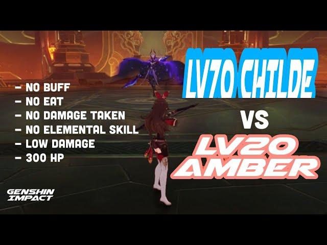 Lv20 Amber Destroy Lv70 Childe Like a Real Boss, Weekly Boss World 5 - Genshin Impact