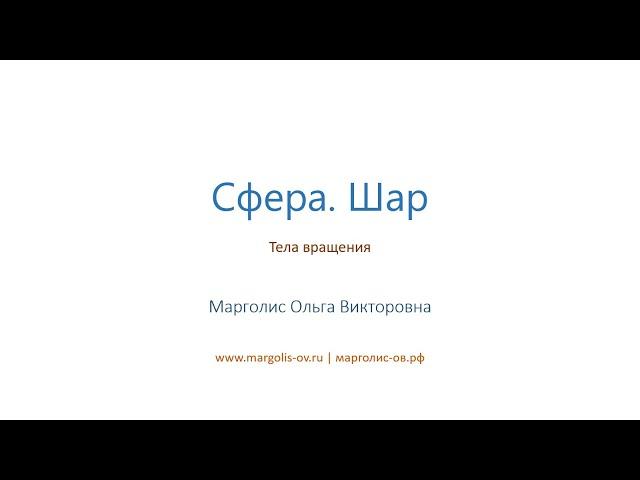 Сфера. Шар Площадь поверхности сферы. Площадь поверхности шара