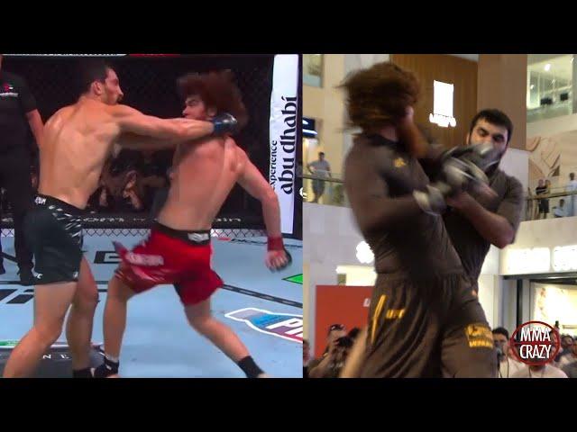 Shara Magomedov practicing double spinning back KO at UFC Open Workouts