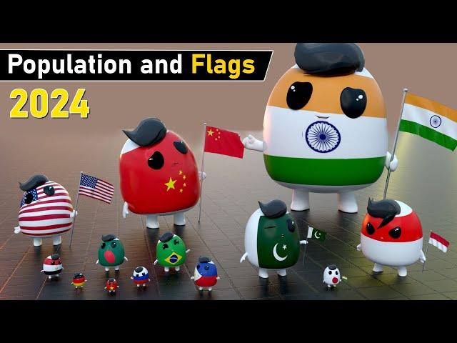 Flags and population size comparison 2024 | Country population and flags