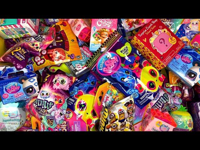 61 minutes of mystery surprise blind boxes and Bibi Chibis Dolls LPS - ASMR Unboxing Sounds