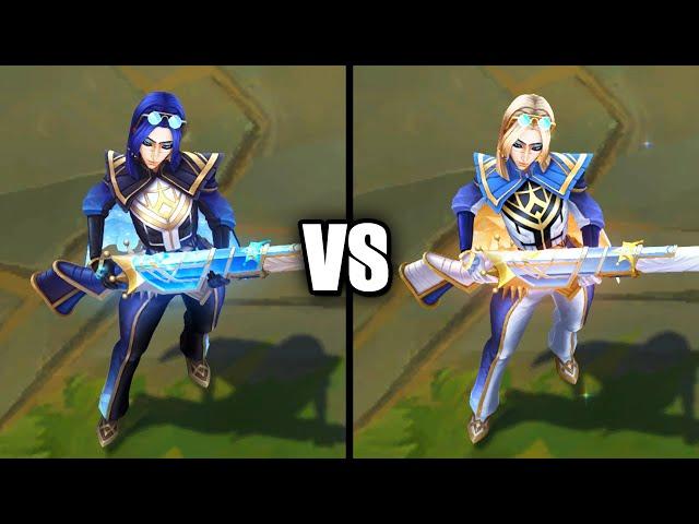 Prestige Arcane Commander Caitlyn vs Stellar Chroma Comparison (League of Legends)