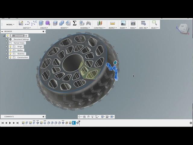 Уроки Fusion360: 3D моделирование колеса без воздуха. Tutorial: How to model tweel tires