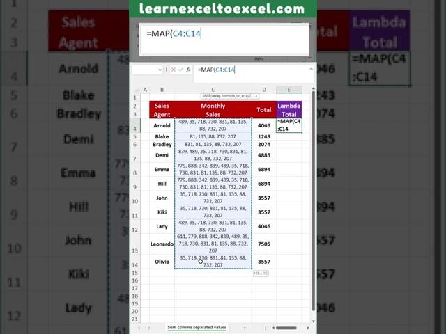 Excel Pro Trick: Sum Comma Separated Values in Excel  with Formula using TEXTSPLIT + LAMBDA Function