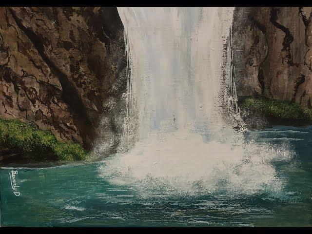 Beverly D Creates A REALISTIC Waterfall Painting From Scratch