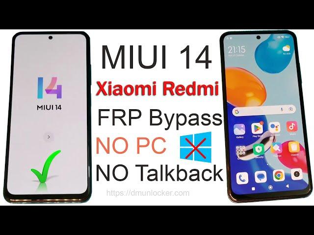 NO PC | XIAOMI FRP Bypass MIUI 14 Android 13 NO Talkback l Redmi MIUI 14 FRP Bypass Google Account