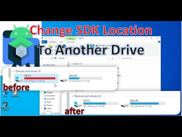 How to Change SDK Location to another Drive? (resetting .gradle, .avd, and SDK Folder)