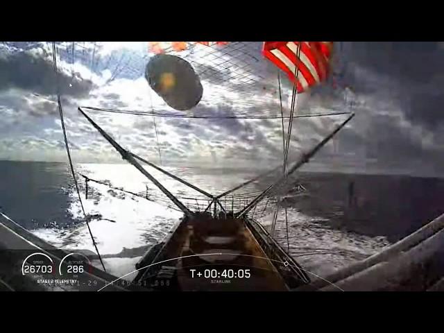 SpaceX Starlink v1-3 Successful Fairing Catch