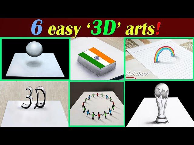 6 Easy 3D Drawing Tutorial !  Easy 3D illusion Drawing tutorials (Part 3)