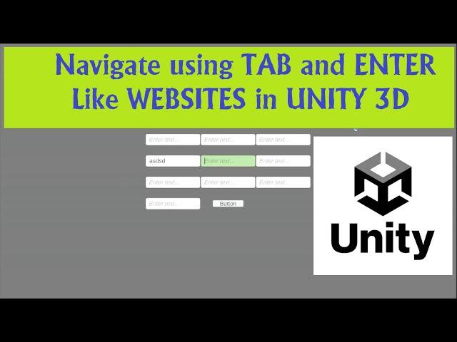 Unity 3D UI || Implementing Website-Style Tab Selections for Seamless UI Input Fields Navigation