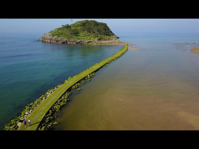 Playa de Isuntza in Lekeitio Spain 4K by drone