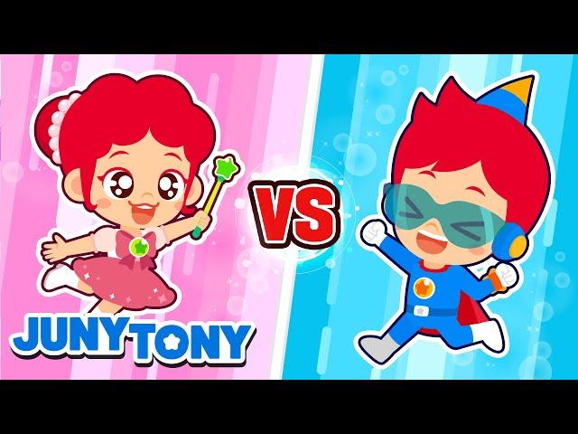  Rosa vs Azul  Desafio a Melhor Cor do Mundo | Música Infantil | JunyTony em Português