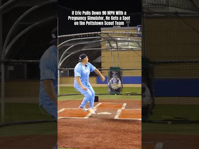 How Hard Is It For Eric Sim to PULL DOWN 90 MPH With a Pregnancy Simulator? #shorts