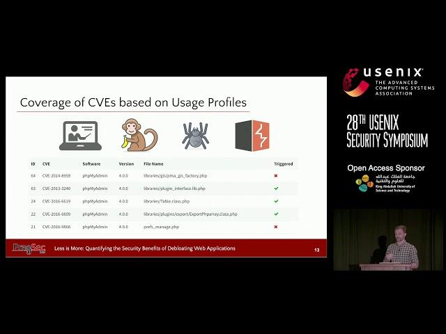 USENIX Security '19 - Less is More: Quantifying the Security Benefits of Debloating Web Applications