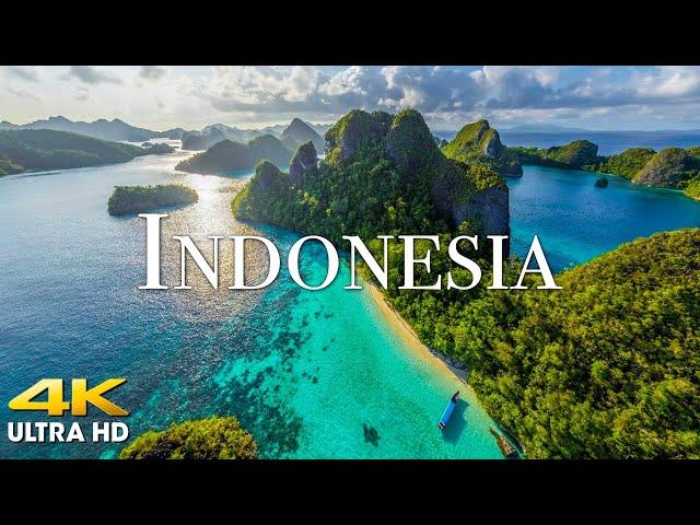 FLYING OVER INDONESIA (4K UHD) Amazing Beautiful Nature Scenery & Relaxing Music for Stress Relief