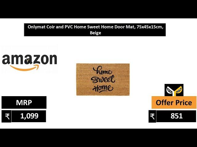 Onlymat Coir and PVC Home Sweet Home Door Mat, 75x45x15cm, Beige