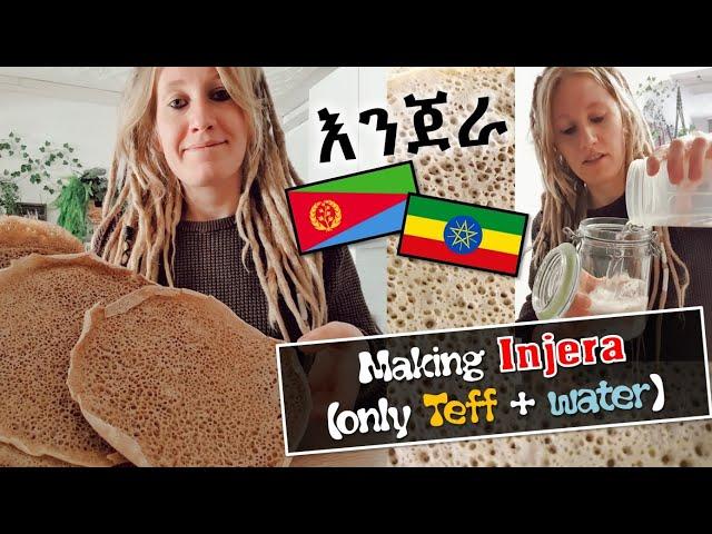  Making INJERA (only Teff + water) #እንጀራ #ethiopian #habesha #food #vegan #eritrea || RastaFood