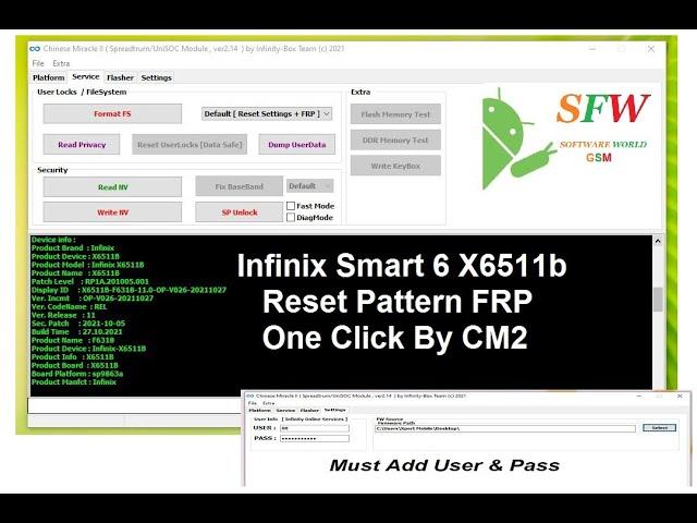 Infinix Smart 6 X6511b Reset FRP CM2