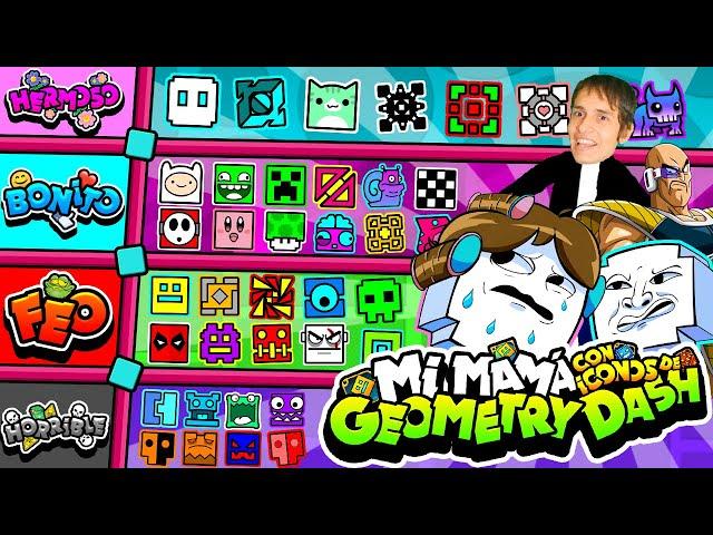 MY MOM RANKS ALL GEOMETRY DASH ICONS!!!