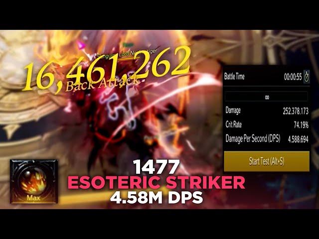 1477 Esoteric STRIKER 1-2 Minute DPS Test (4.58m) and Gear Info | Lost Ark: PvE