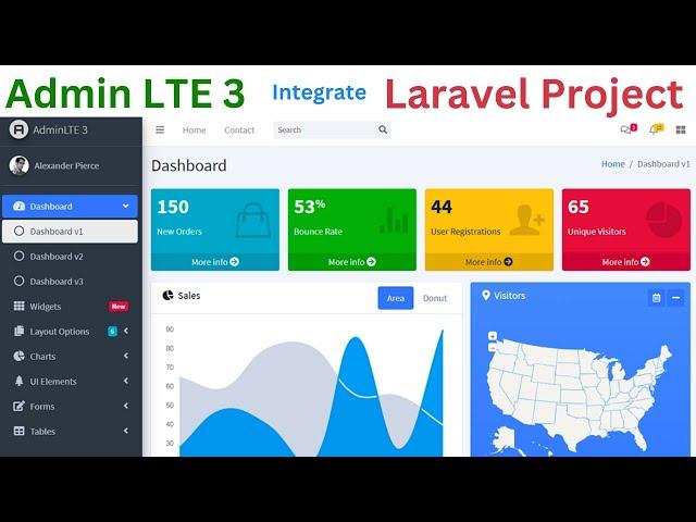 How to Install Admin LTE 3 Dashboard Template in Laravel Project | Integrate Admin LTE Template