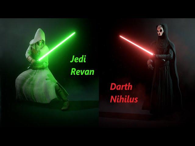 Darth Nihilus vs Jedi Knight Revan lightsaber duel in Star Wars Battlefront II. (PC, modded)