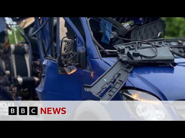 Russian drone attack on Ukraine bus kills nine, officials say | BBC News
