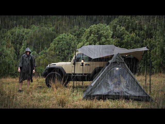 SOLO Camping in the RAIN [ RELAX, SLEEP and Eat in the TENT | Rain ASMR ]