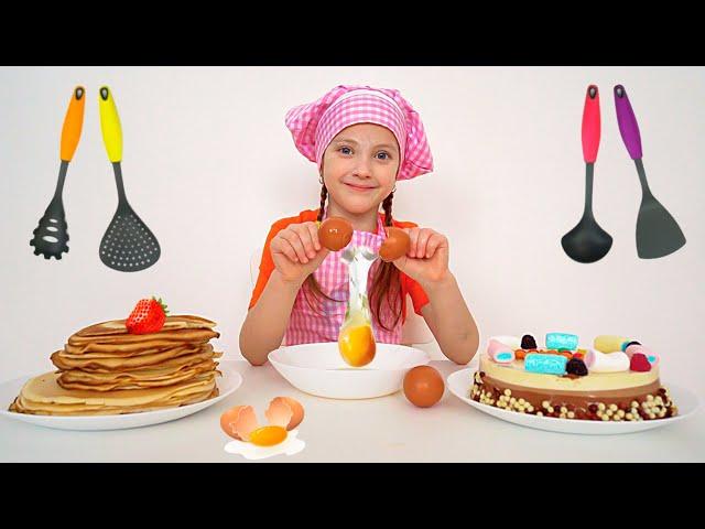 Ksysha helps Daddy cooking for Mom | Pancakes For My Mom song for kids from Ksysha Kids TV