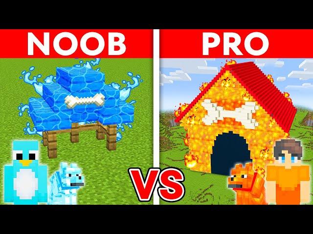 NOOB vs PRO: ELEMENTAL PET HOUSE Build Challenge in Minecraft