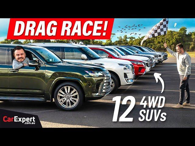 12 SUV drag race! Patrol v LandCruiser v Lexus LX v Everest v Defender v MU-X v Fortuner v Pajero