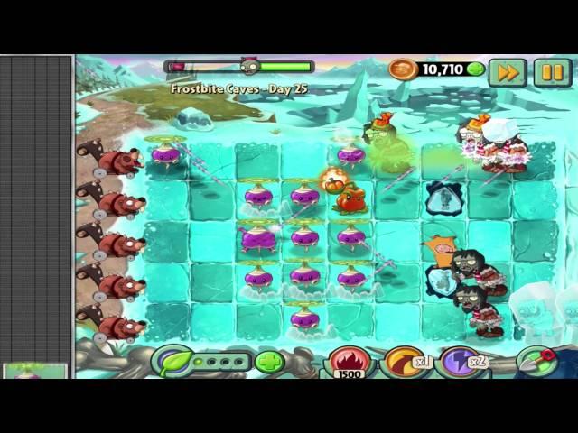 Plants vs Zombies 2 : Frostbite Caves - Day 25 Walkthrough