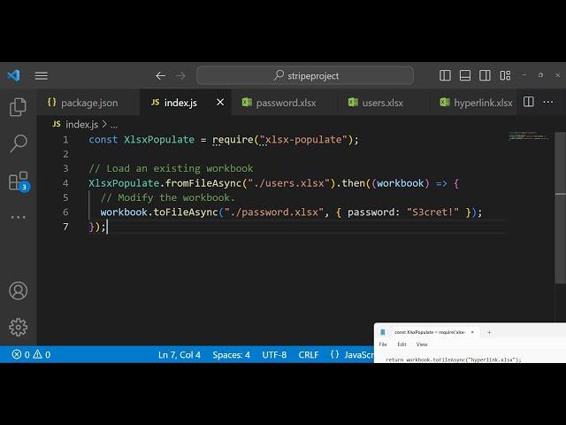 Node.js xlsx-populate Example to Read & Write Excel Files | Encrypt & Style Excel Files in JS