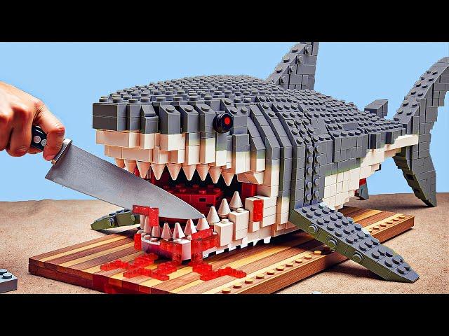 Hunting Pefect MASSIVE Shark Recipe IRL | Lego Cooking Stop Motion ASMR