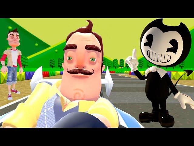 ПРИВЕТ СОСЕД И СУПЕР МАРИО КАРТ!HELLO NEIGHBOR В ГАРРИС МОД!GARRY'S MOD!SUPER MARIO!ШОУ ХРИПЛЫХ!GMOD